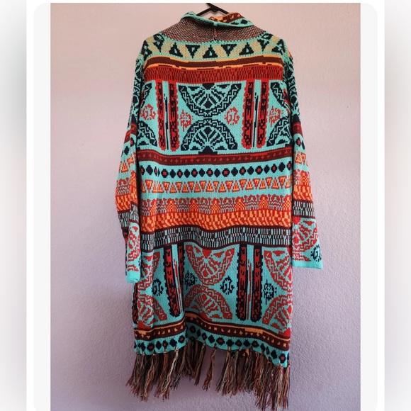 #52New Aztec Tribal Boho Western Ski Montana Cardigan Sweater Southwest Coat - Picture 4 of 13